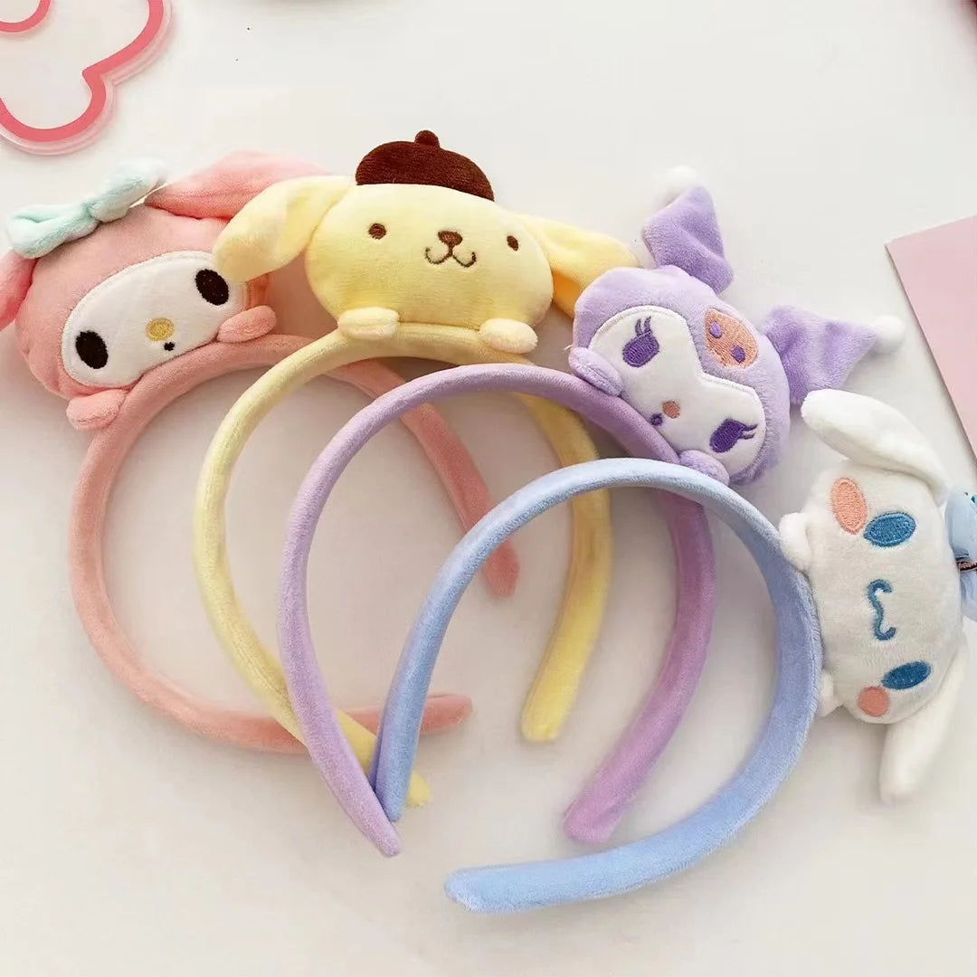 Kawaii Sanrio Plush Headband – Kuromi, Cinnamoroll, My Melody | Cute Anime Hair Accessories for Makeup, Washing, Gifts for Girls.