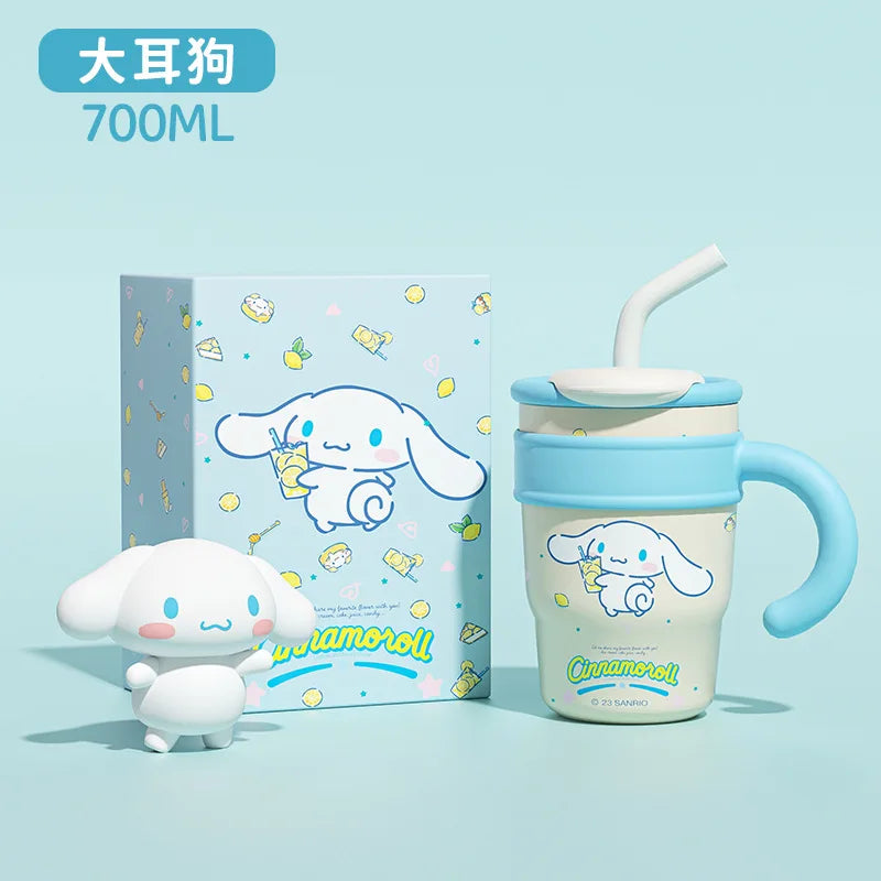 "1200ml Sanrio Thermos - Hello Kitty, Kuromi, Cinnamoroll & Melody Stainless Steel Tumbler with Straw"