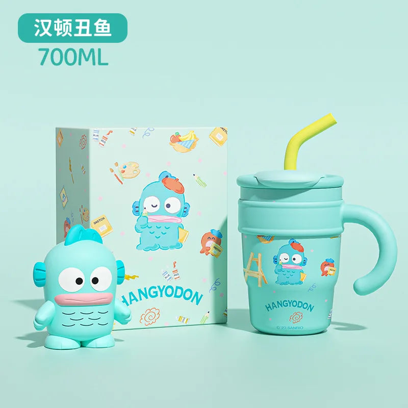 "1200ml Sanrio Thermos - Hello Kitty, Kuromi, Cinnamoroll & Melody Stainless Steel Tumbler with Straw"