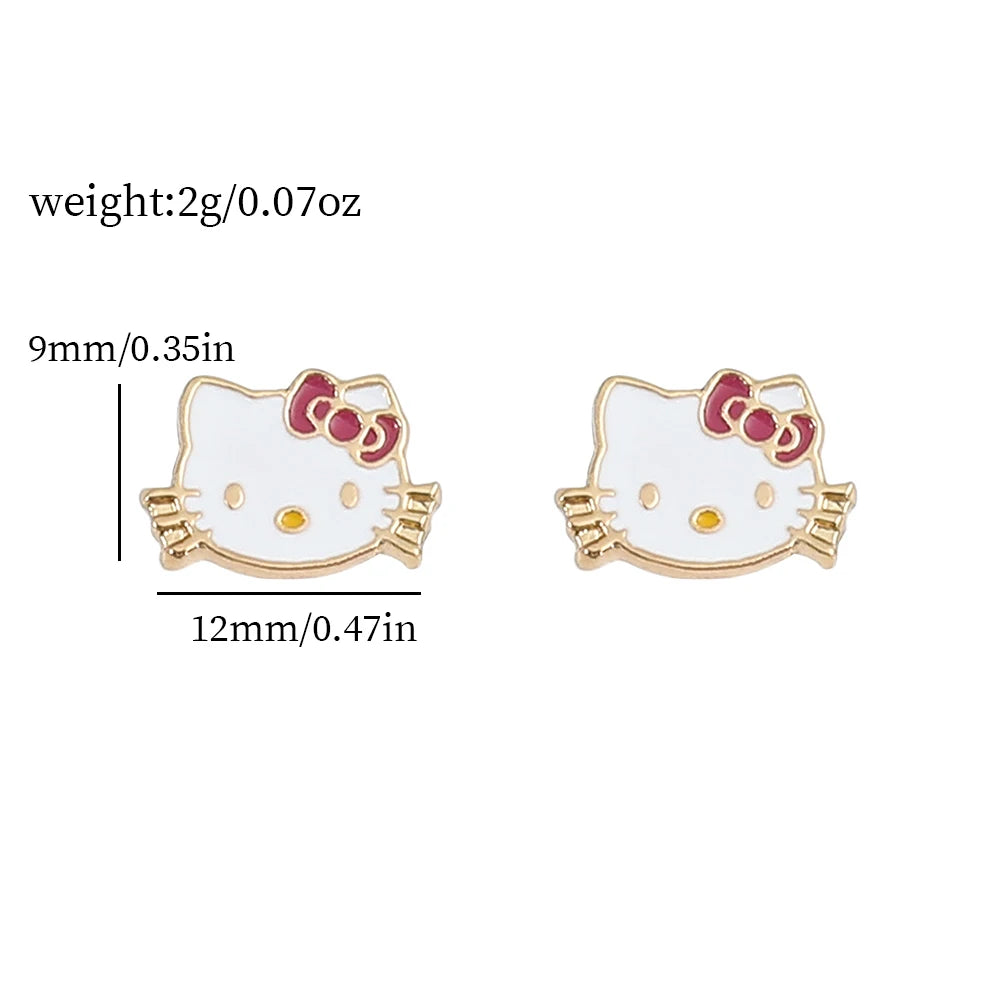 Sweet Sanrio Necklace & Hello Kitty Stud Earrings Set - Kawaii Jewelry for Kids, Holiday Gift