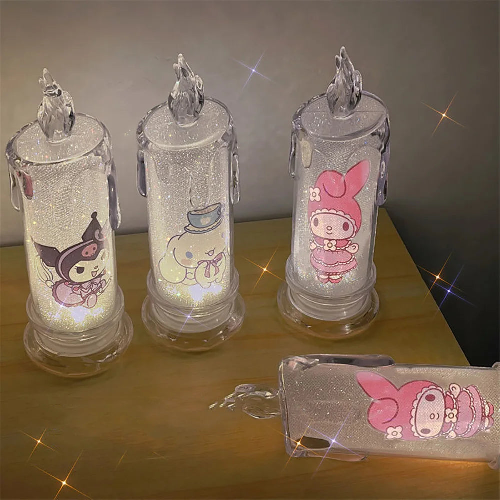 "Kawaii Candle Night Light - Cinnamoroll, Kuromi, My Melody: Cute Bedroom Decor Lamp, Perfect Christmas Gift for Girls and Kids"