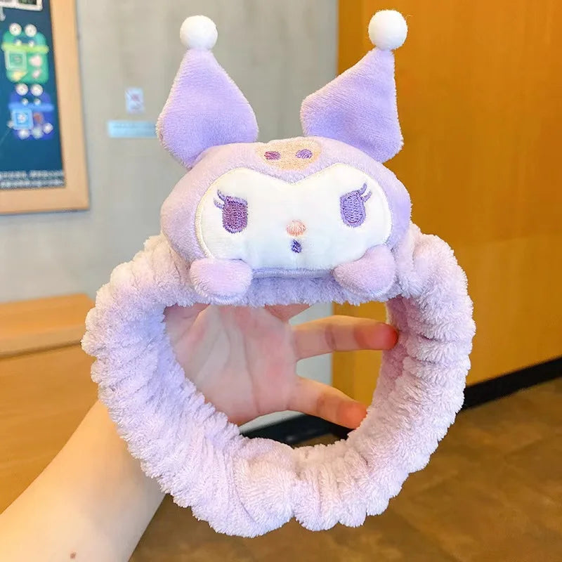 Kawaii Sanrio Plush Headband – Kuromi, Cinnamoroll, My Melody | Cute Anime Hair Accessories for Makeup, Washing, Gifts for Girls.