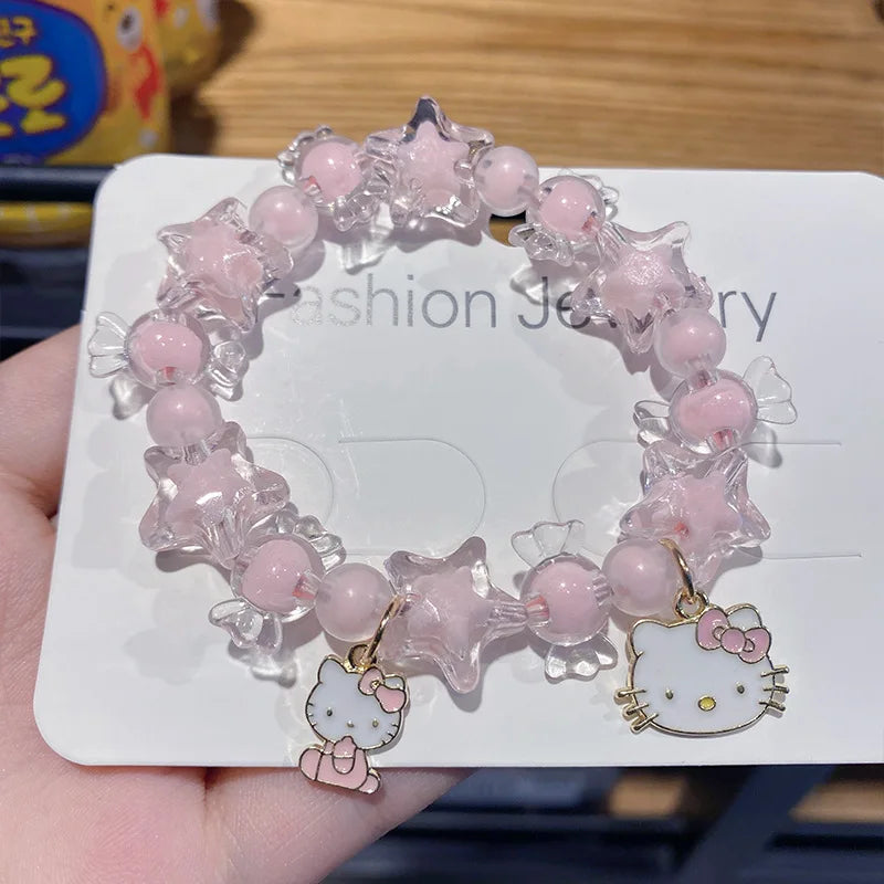 Hello Kitty Bead Bracelets - Cinnamoroll, Kuromi, and Melody Accessories, Sweet Y2K Kawaii Gifts