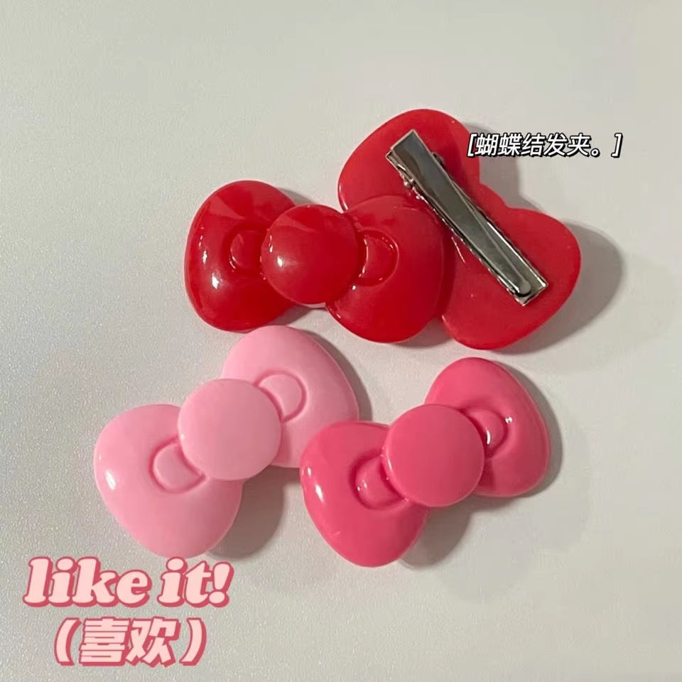 Sanrio Hello Kitty Bow Hairpin - Kawaii Heart Side Clip | Cute Girl’s Hair Accessory Gift